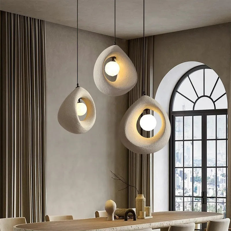 Sili Style retro modern pendant ceiling light with large milky white cylindrical shade
