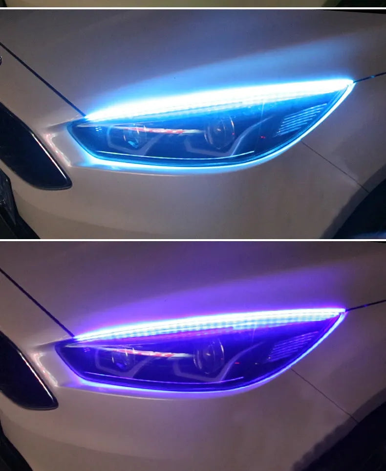 RGB colour LED daytime running light strip with remote control in 30cm, 45cm, and 60cm sizes