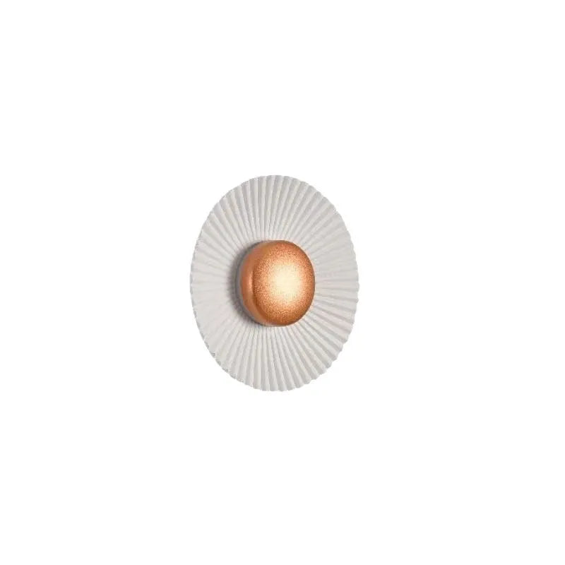 Round aluminium wall lamp with LED light source in multiple colour combinations for bedroom or living room