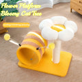 Yellow bee design cat climbing frame with sisal scratching board and tunnel measuring 46cm wide
