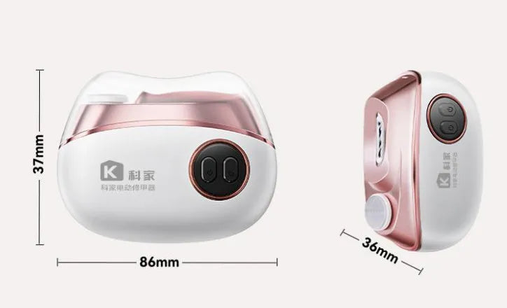 Blue electric nail clipper and polisher two-in-one tool with USB-C charging cable and cleaning brush