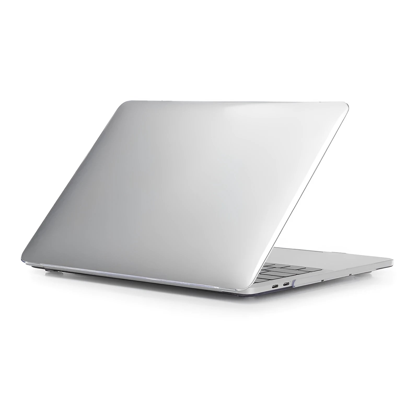 Transparent and black PC hard shell protective cases for MacBook Pro 14 inch and 16 inch laptops.