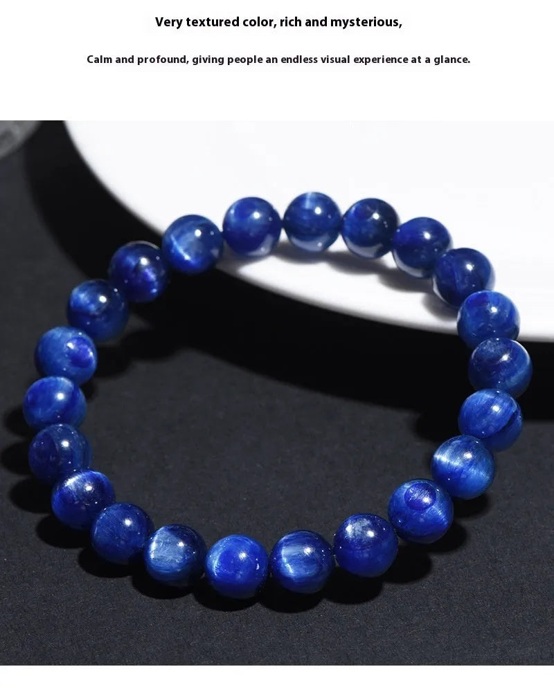 Original design blue crystal ball bracelet with Ruyi element in geometric shape on wrist