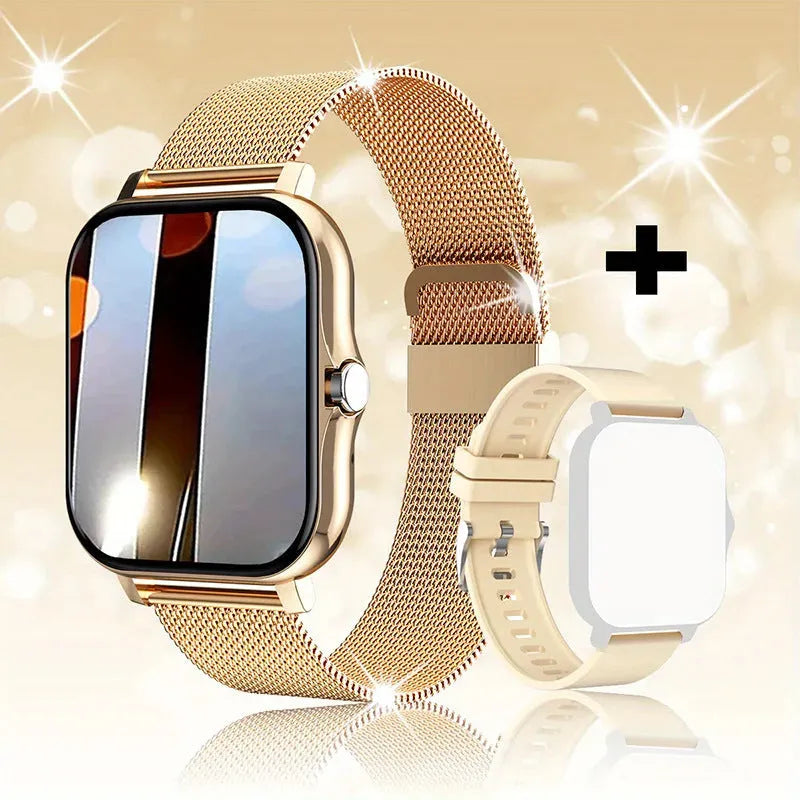 Smart watch with 1.44-inch touch screen showing interface, on a silicone wrist strap.