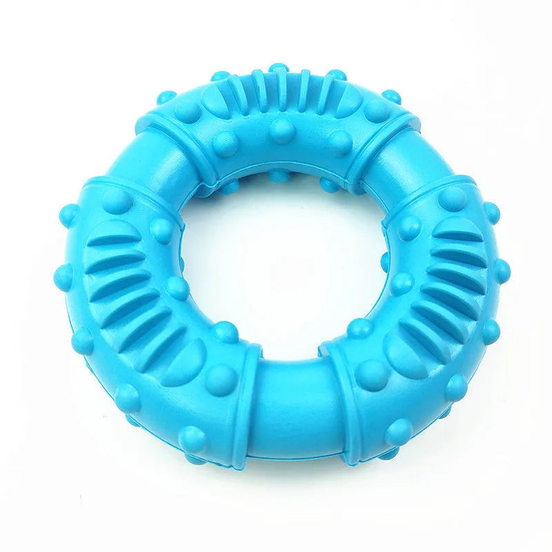 Blue hollow dog fetching stick toy for outdoor and water play with puppies and large dogs