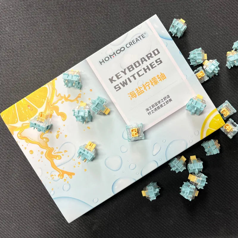 36 Sea Salt Lemon coloured mechanical keyboard switches with silent linear design for hot-swap keyboards
