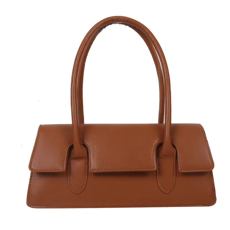 Women's retro style small square PU bag with single shoulder strap in black, brown, white, or yellow