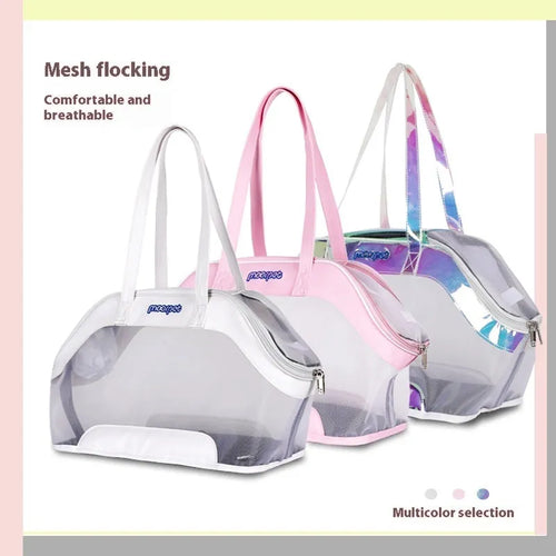 Leather cat carry bag for outdoor trips in Milan White colour.