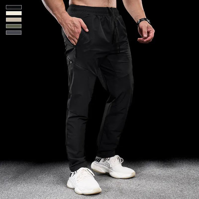 Men's waterproof quick-drying nylon exercise trousers in Army Green colour