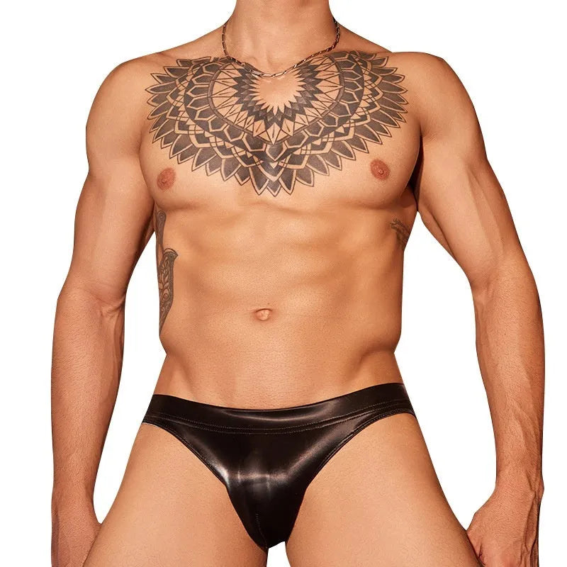 Men's black shark skin lace briefs with hip small style and free-size fit
