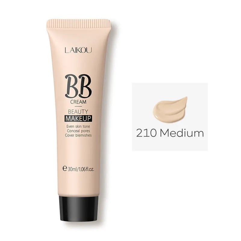 Natural Makeup BB Cream 30ml tube showing nine colour shades including ivory, medium skin, wheat, chocolate, and brown tones