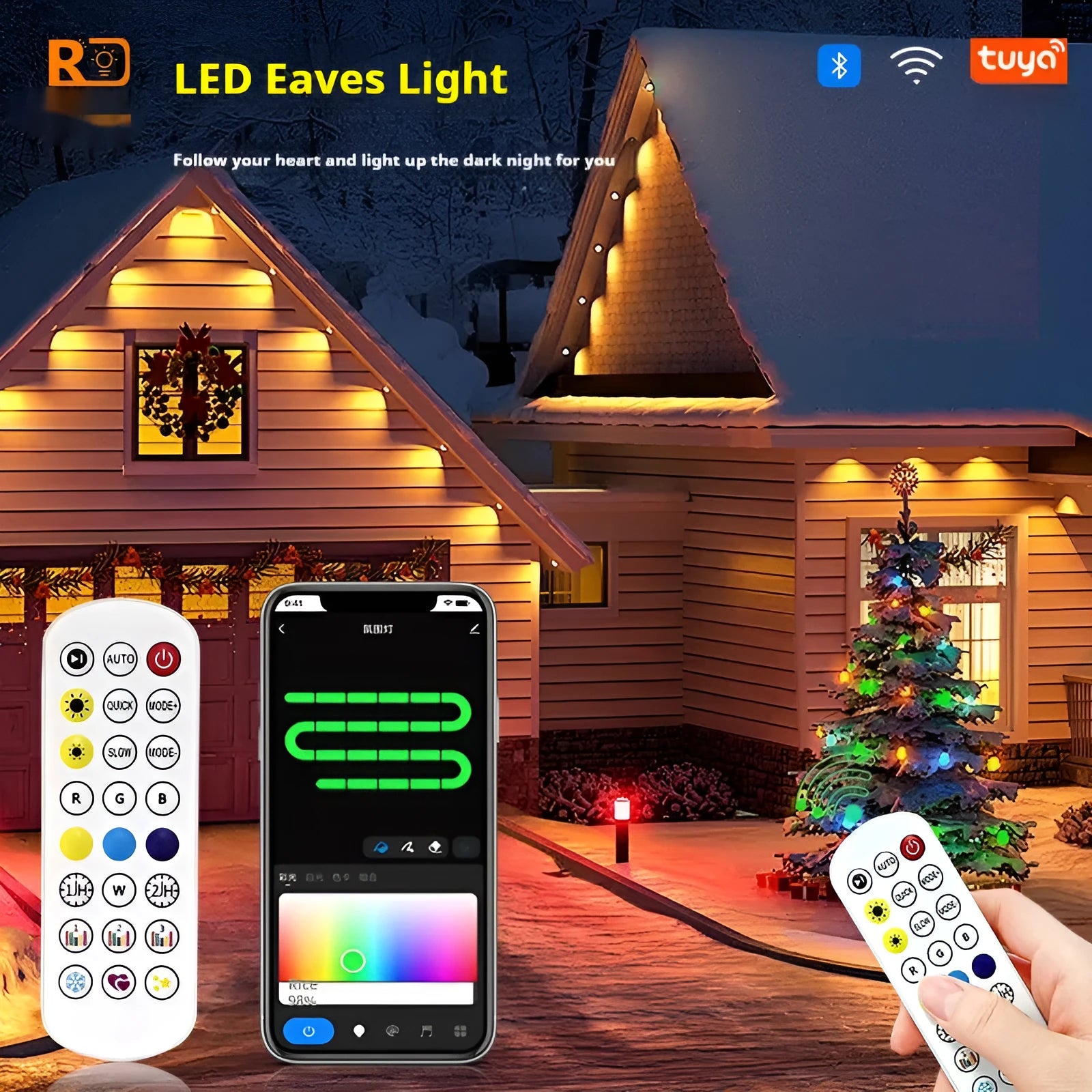 Outdoor planet-shaped LED string lights with remote control for courtyard and eaves decoration.