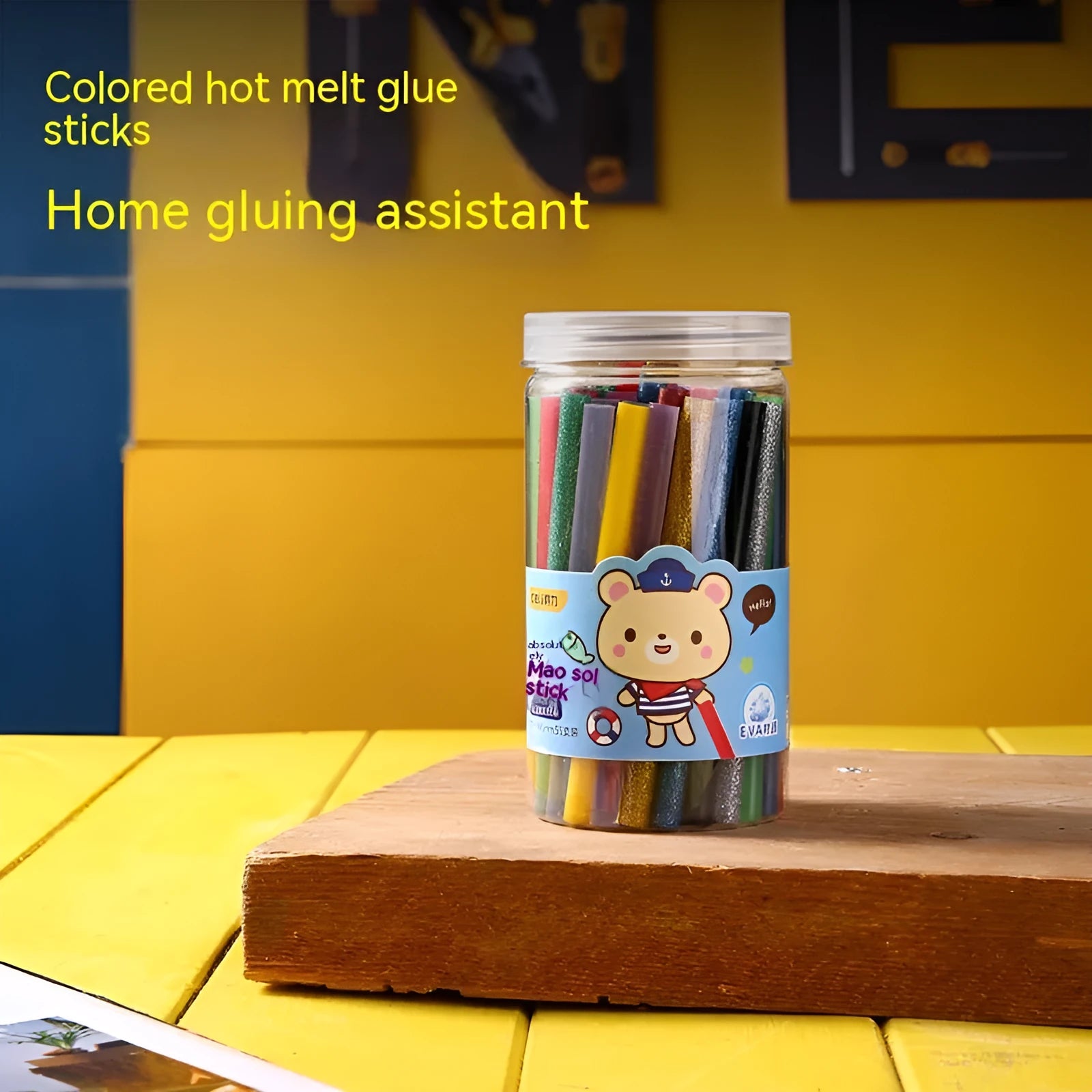 55 transparent hot melt glue sticks in packaging with 7mm diameter for glue guns