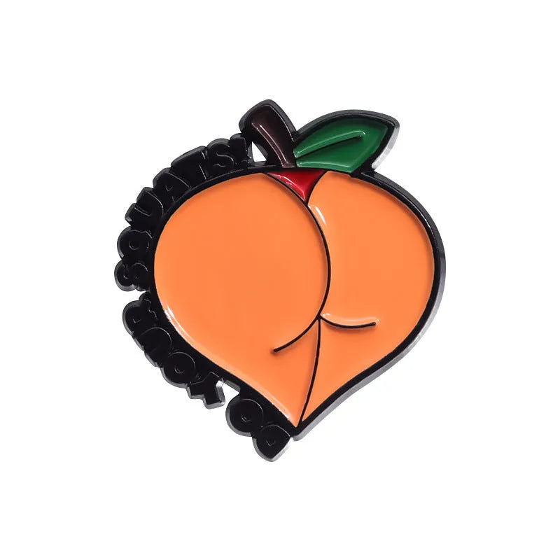 Colourful cartoon fruit and letter design metal brooch on zinc alloy pin