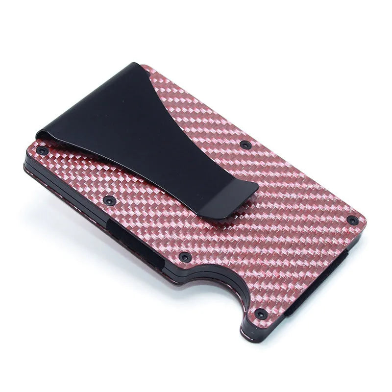Carbon fibre card holder wallet with geometric design in multiple finish options