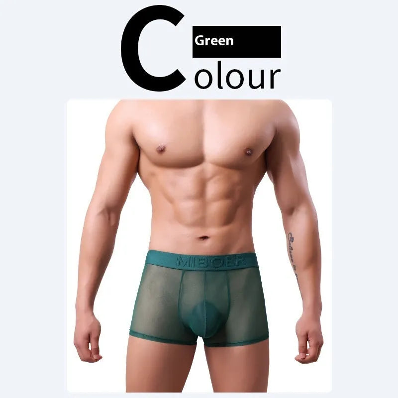 Men's thin invisible breathable boxer shorts in six colours with quick-drying polyester fabric
