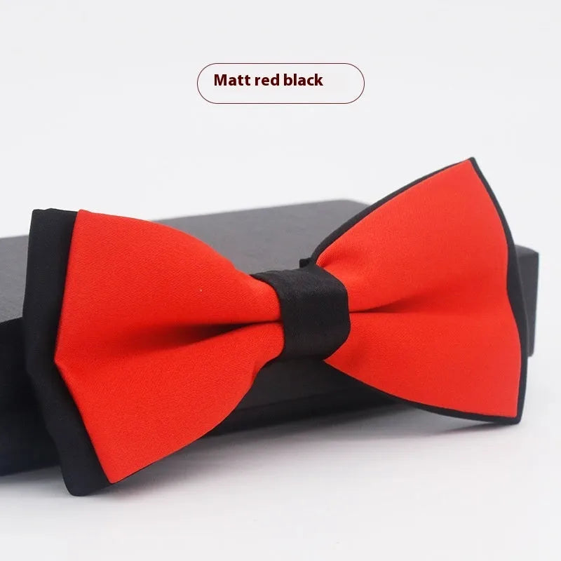 Men's solid colour formal bow tie in flat head style showing 12x6cm dimensions