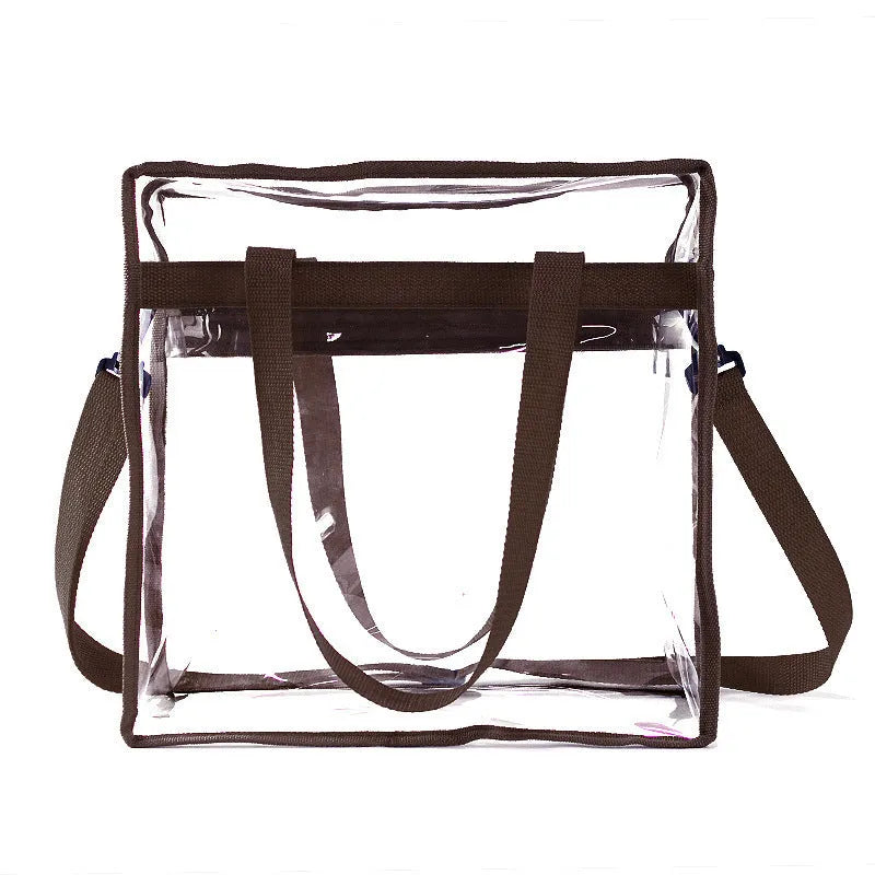 Transparent PVC women's shoulder messenger bag with front compartment and crossbody straps