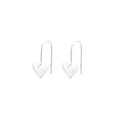 Silver heart-shaped earrings with three-dimensional glossy finish and Korean style design
