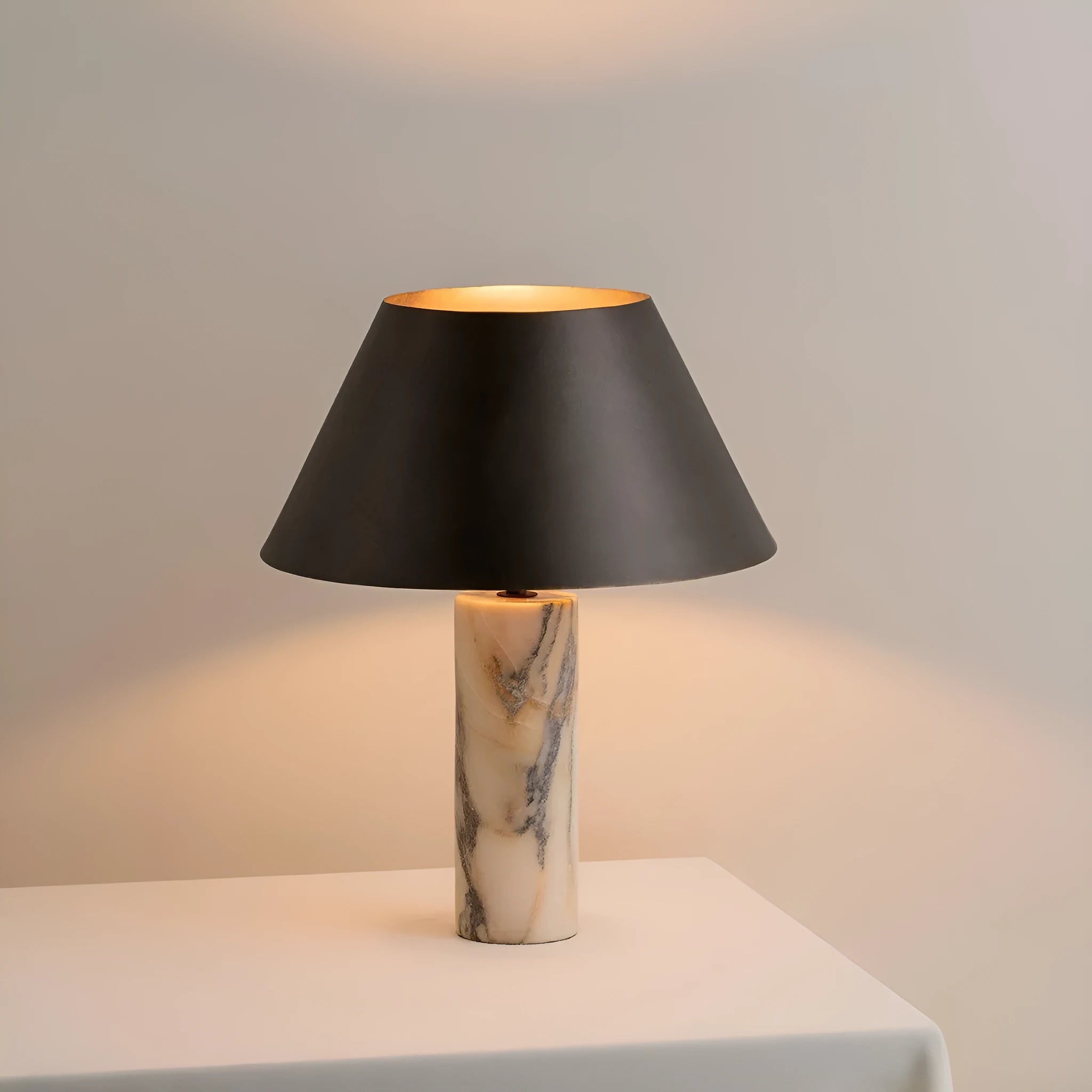 Black marble table lamp base with modern simple design for home decoration