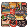 36-piece retro beach surfing sticker pack with PVC vinyl construction and matte protective film