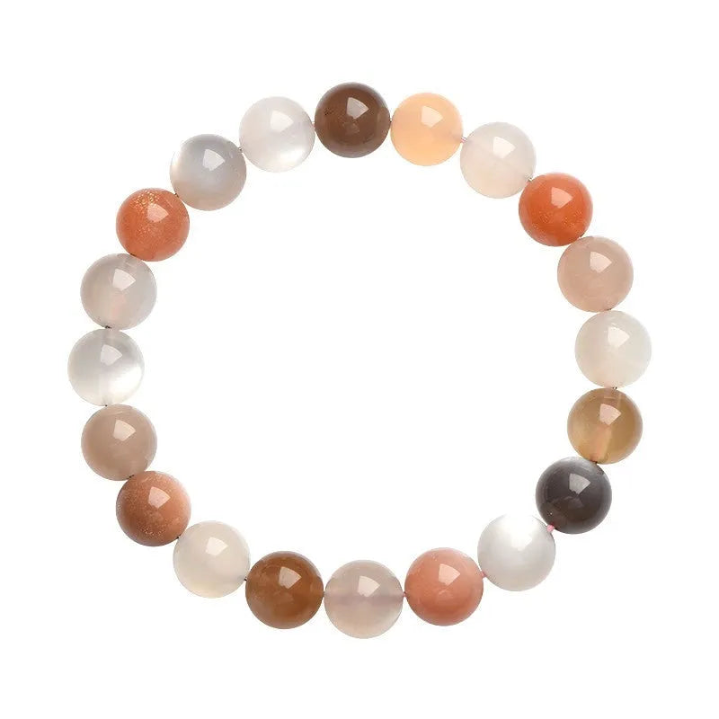 Natural moonstone bracelet with colourful light play in 8mm single circle design