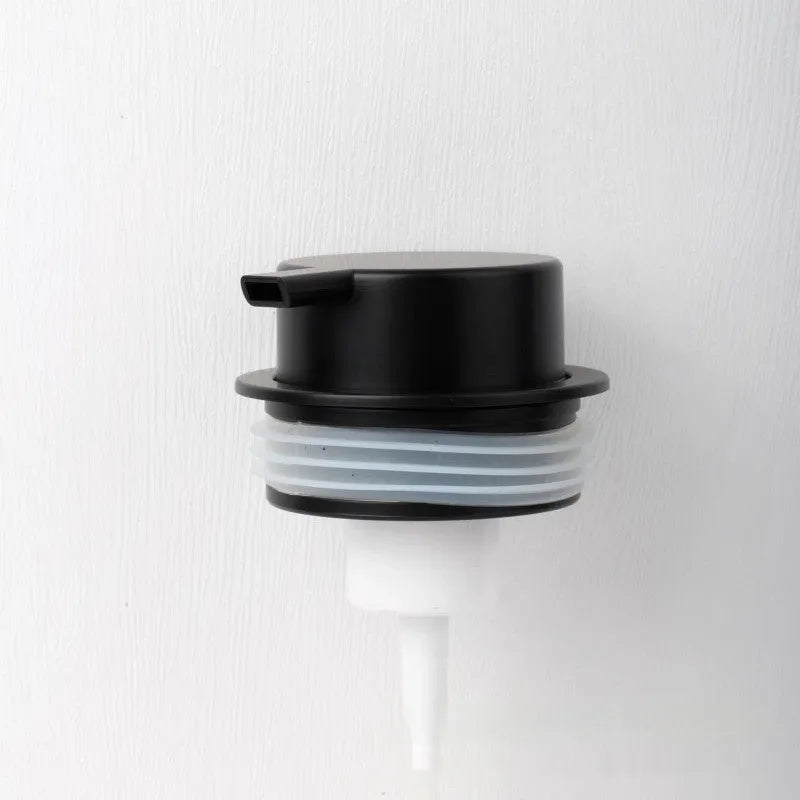 Metallic facial cleanser foam pump replacement head with push-style dispenser mechanism