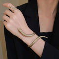 Exaggerated twisted winding simulated snakes opening ring and bracelet 2-piece set