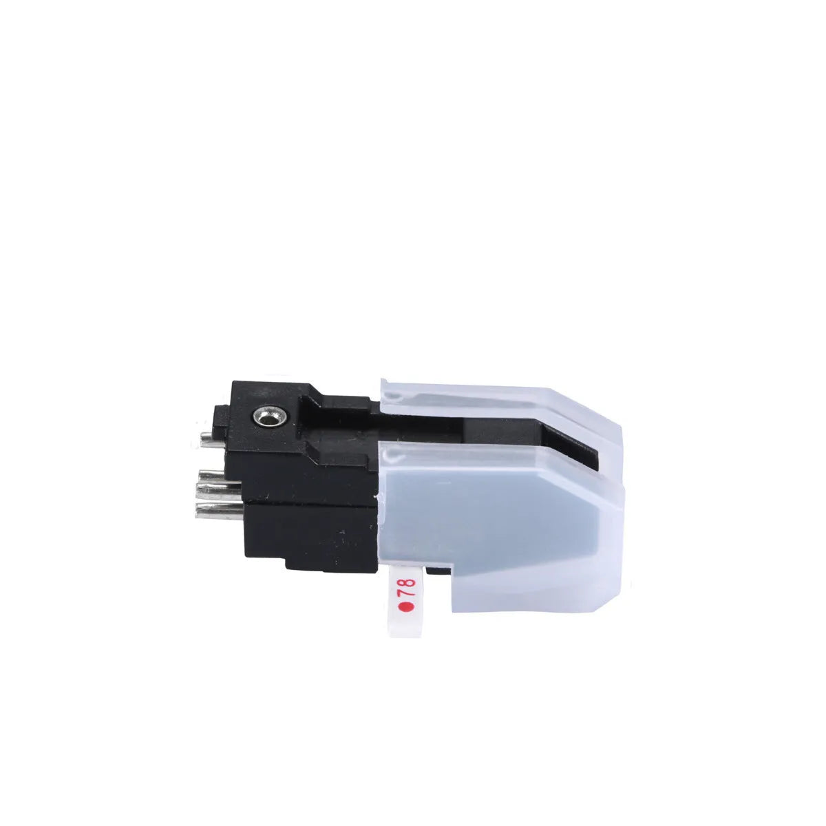 Double needle magnetic record cartridge with ABS plastic shell measuring 28mm by 10mm