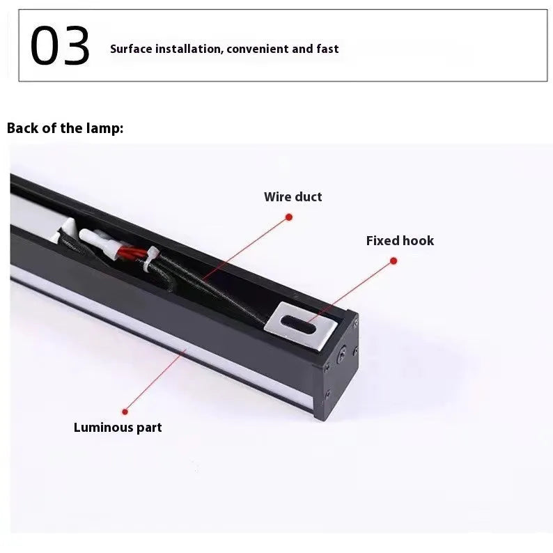 80CM black aluminum LED wall lamp body with PC shade and touch control