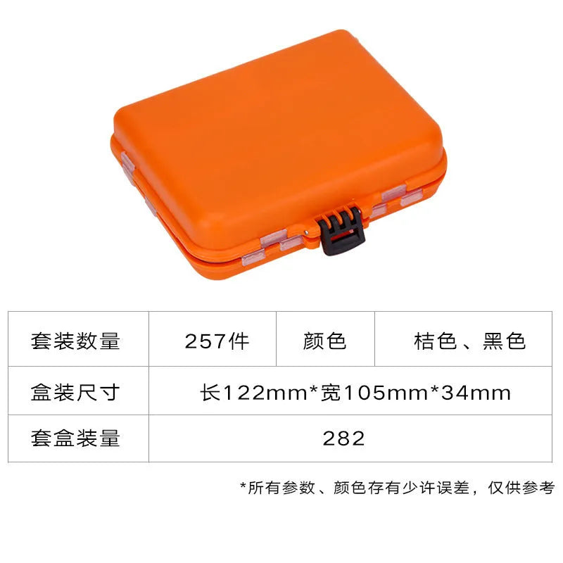 Weihe 257-piece fishing lure accessories set in ABS plastic organiser box for sea and rock fishing