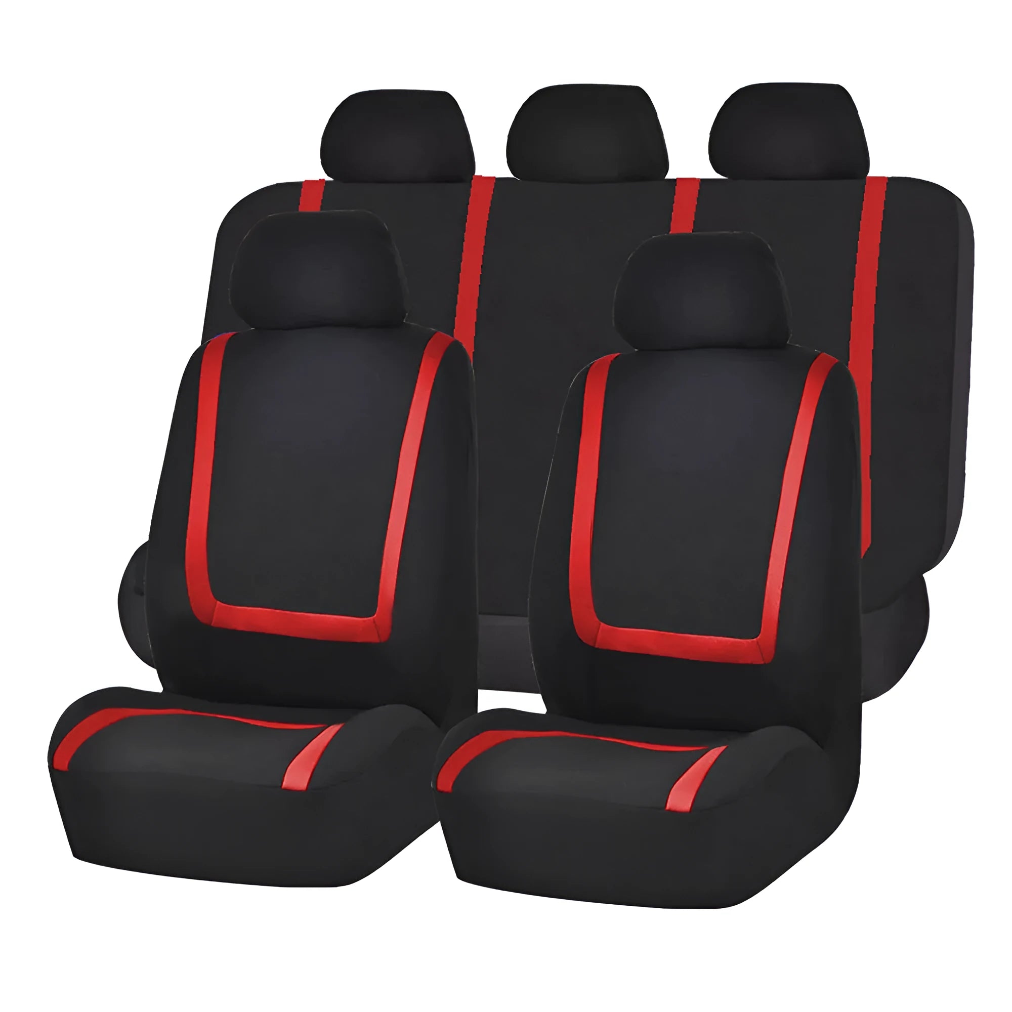 Universal fully enclosed fabric car seat cover set shown on a vehicle seat.