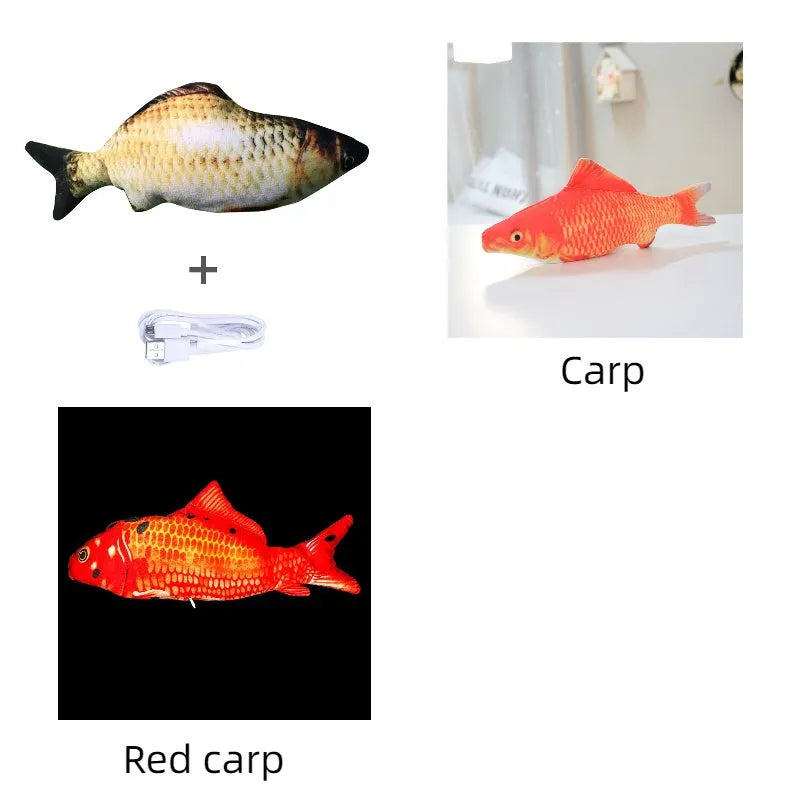 Electronic jumping fish simulation cat toy without catnip, 30cm multicolour design with USB charging