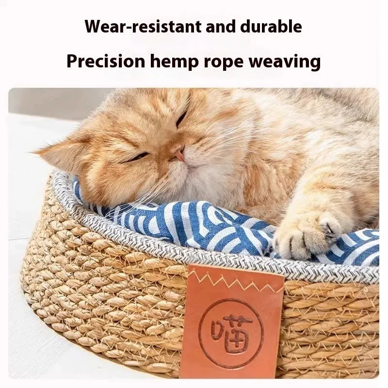Rattan cat nest bed for pets available in four different sizes from small to extra large