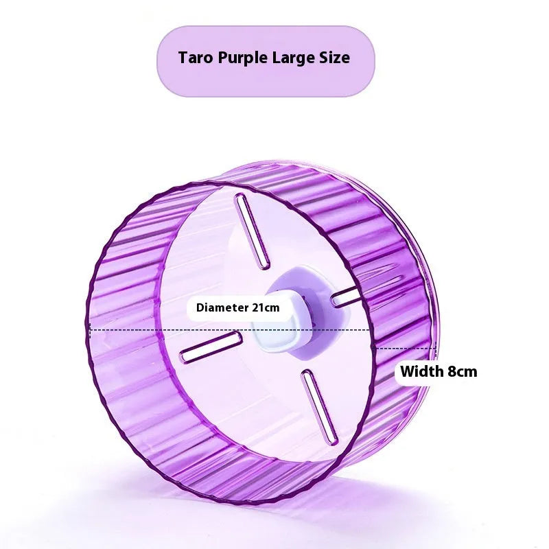21cm plastic parrot running wheel toy in transparent colour, showing enclosed treadmill design for bird cages.