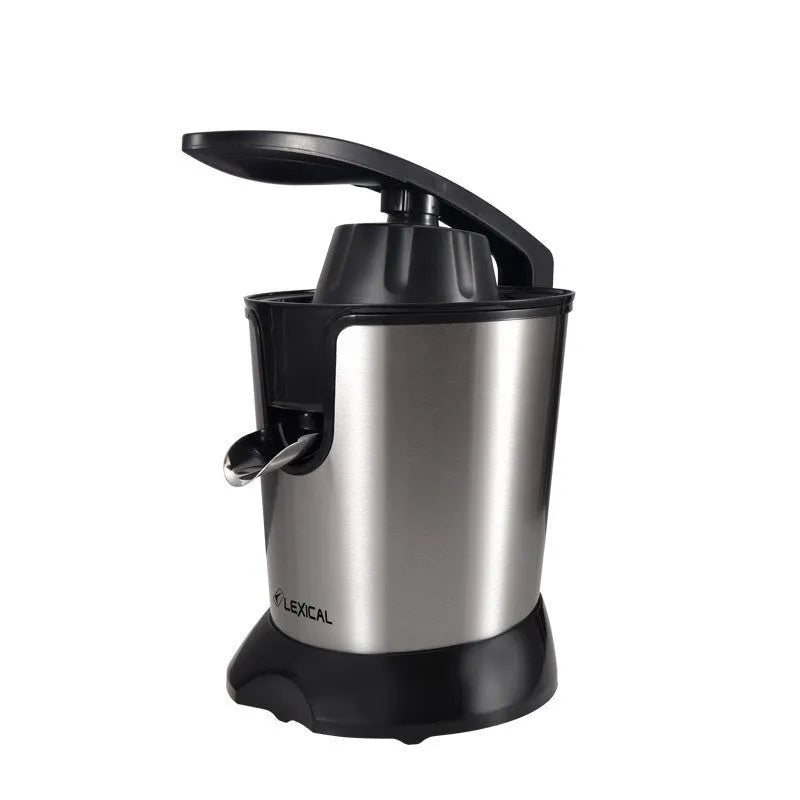 Citrus juicer with vertical screw rod cutter head for lemon and orange juice extraction