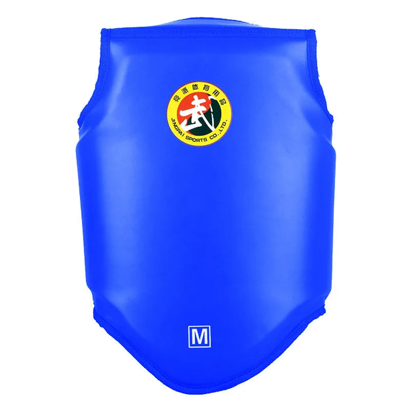 One-piece boxing chest protector in red blue or black PU material for S M L sizes