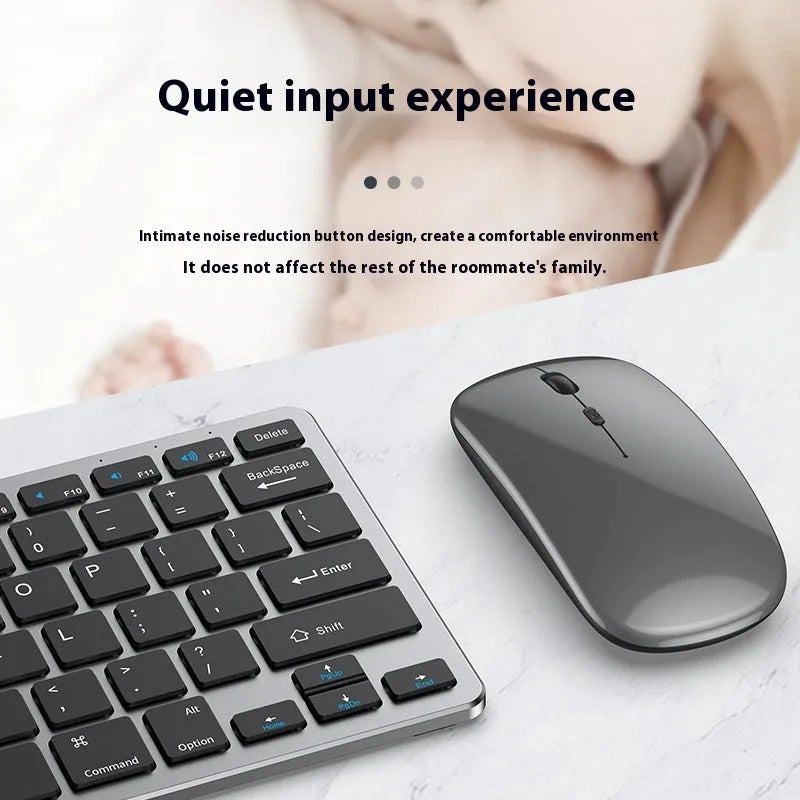 Ultra-thin wireless keyboard and mouse set with Bluetooth and 2.4G connectivity in black silver or gun colour finish