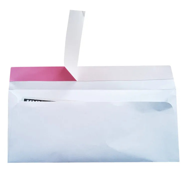 Blue anti-opening confidential envelope showing self-adhesive flap and 105mm by 240mm dimensions