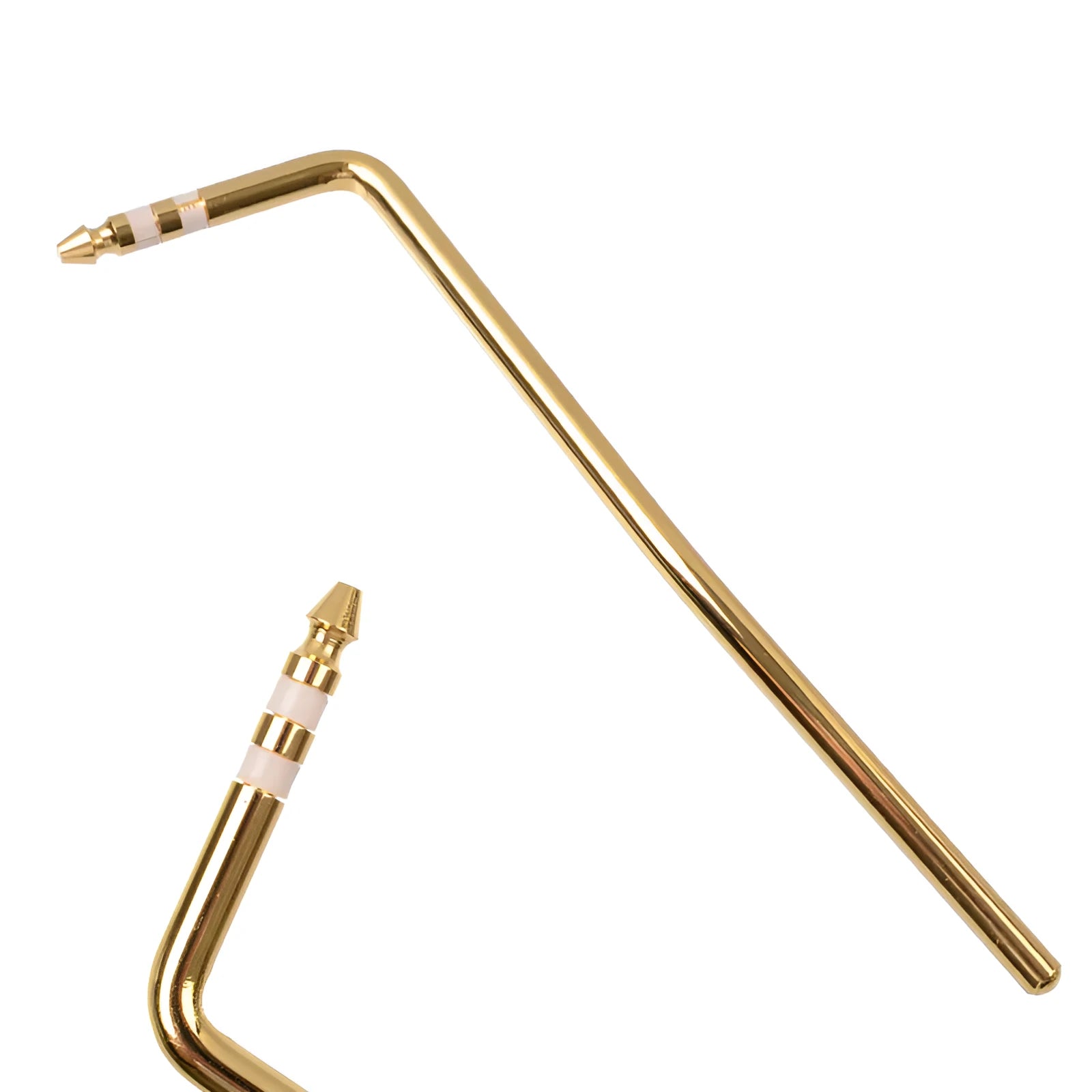 Direct plug-in metal tremolo bar for electric guitar in gold, silver, black and blue finishes.