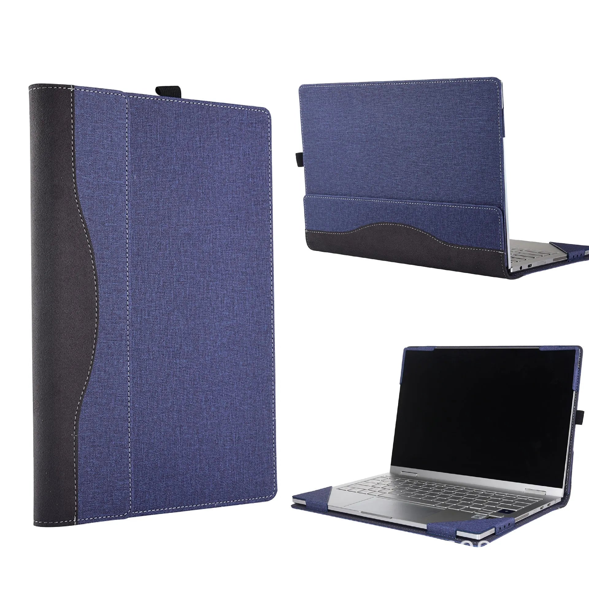Black imitation leather protective sleeve for Microsoft Surface Laptop 6 with bracket closure