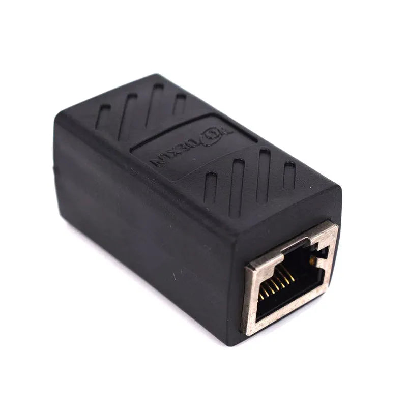 Black RJ45 rotary union network cable extender adapter for ethernet connections