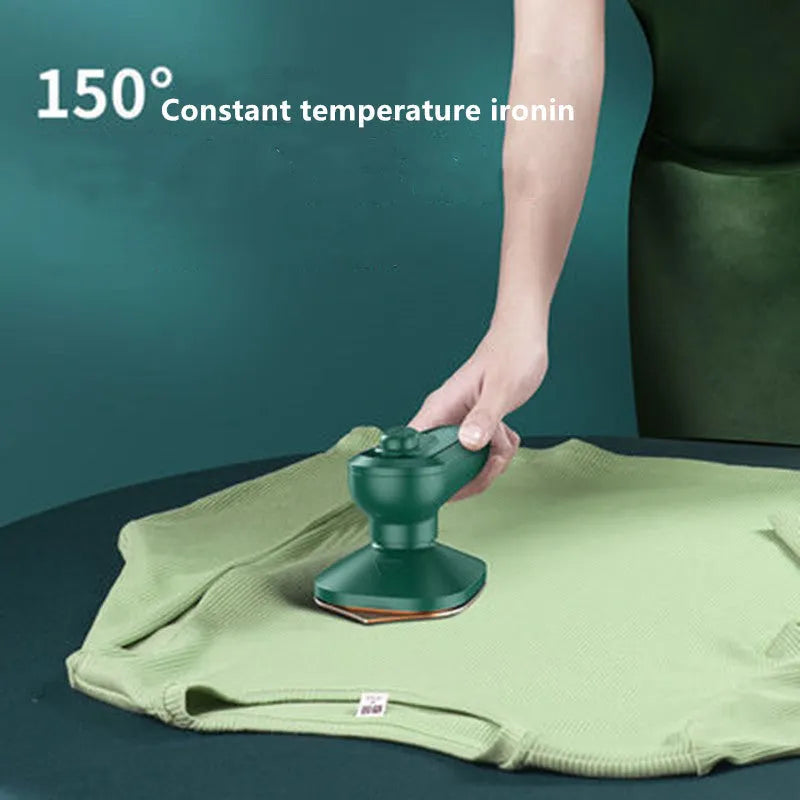Dark green portable hanging ironing machine with ceramic panel and compact handheld design