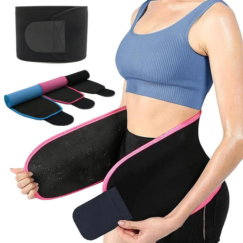 Neoprene lumbar support belt for adult fitness and running activities in black, blue, or pink
