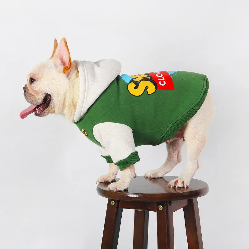 Green cotton dog coat for large breeds shown in sizes from L to 4XL for winter wear