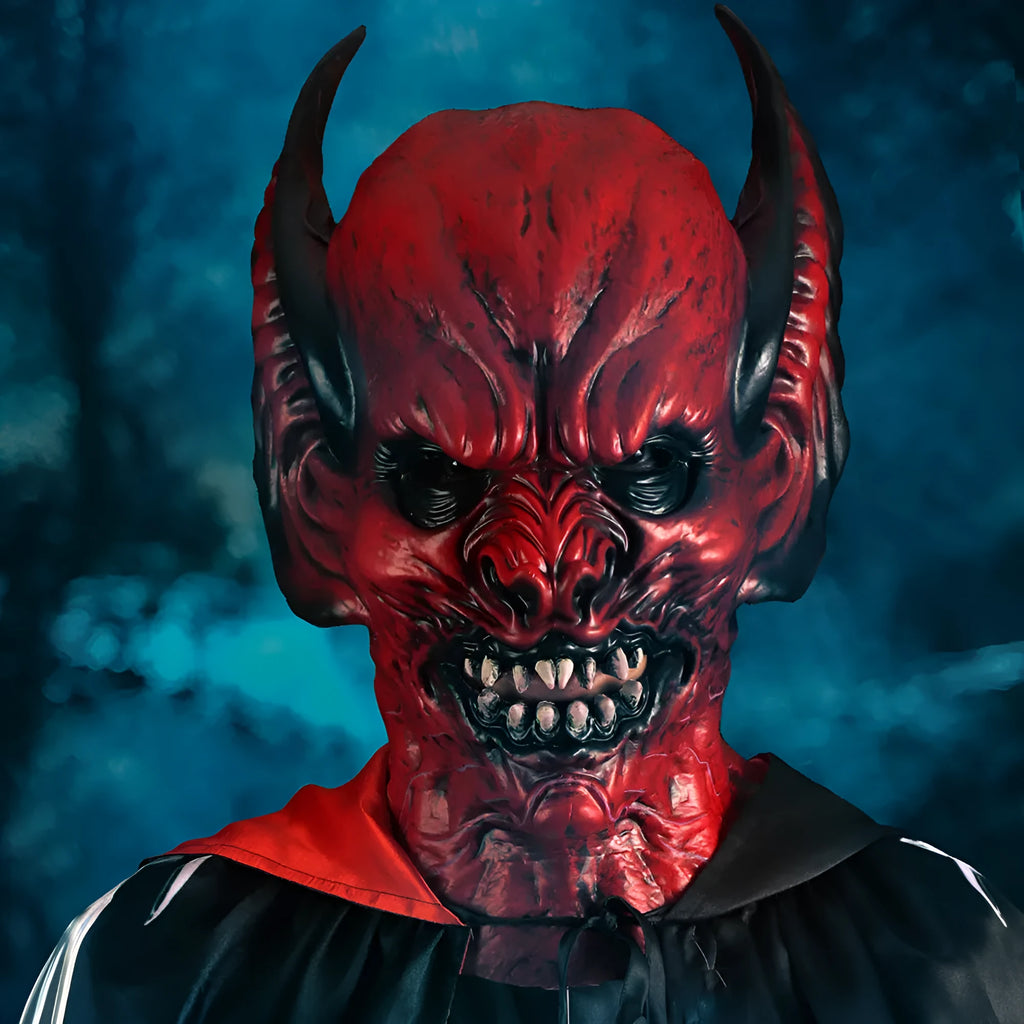 Red bat design party hood mask made from RP foam for horror costume dress-up.