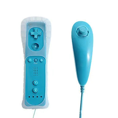 Nintendo Wii left and right gamepad controllers with infrared sensor in selected colour.