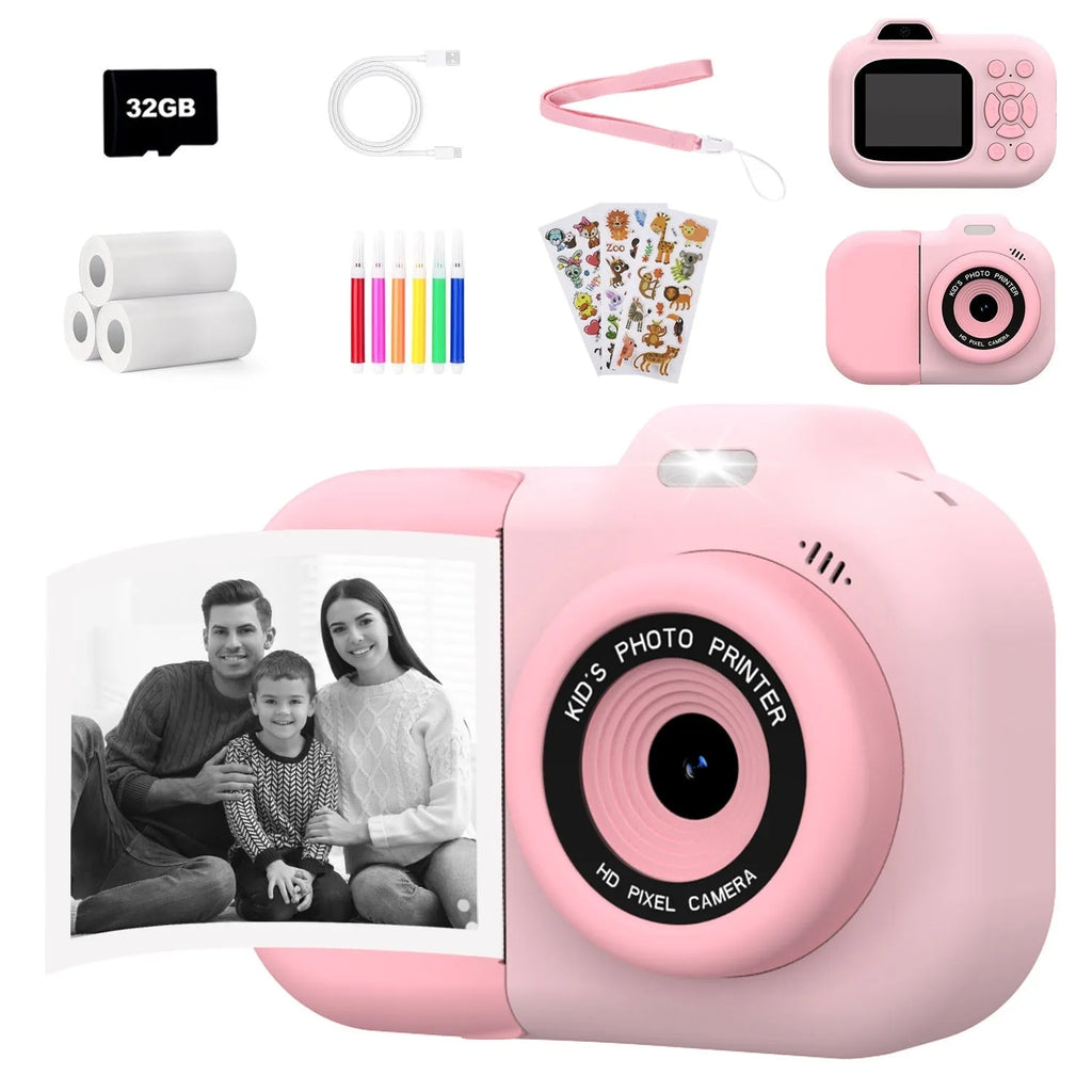 Children's digital camera toy in pink, blue or purple colours with video recording and photography functions