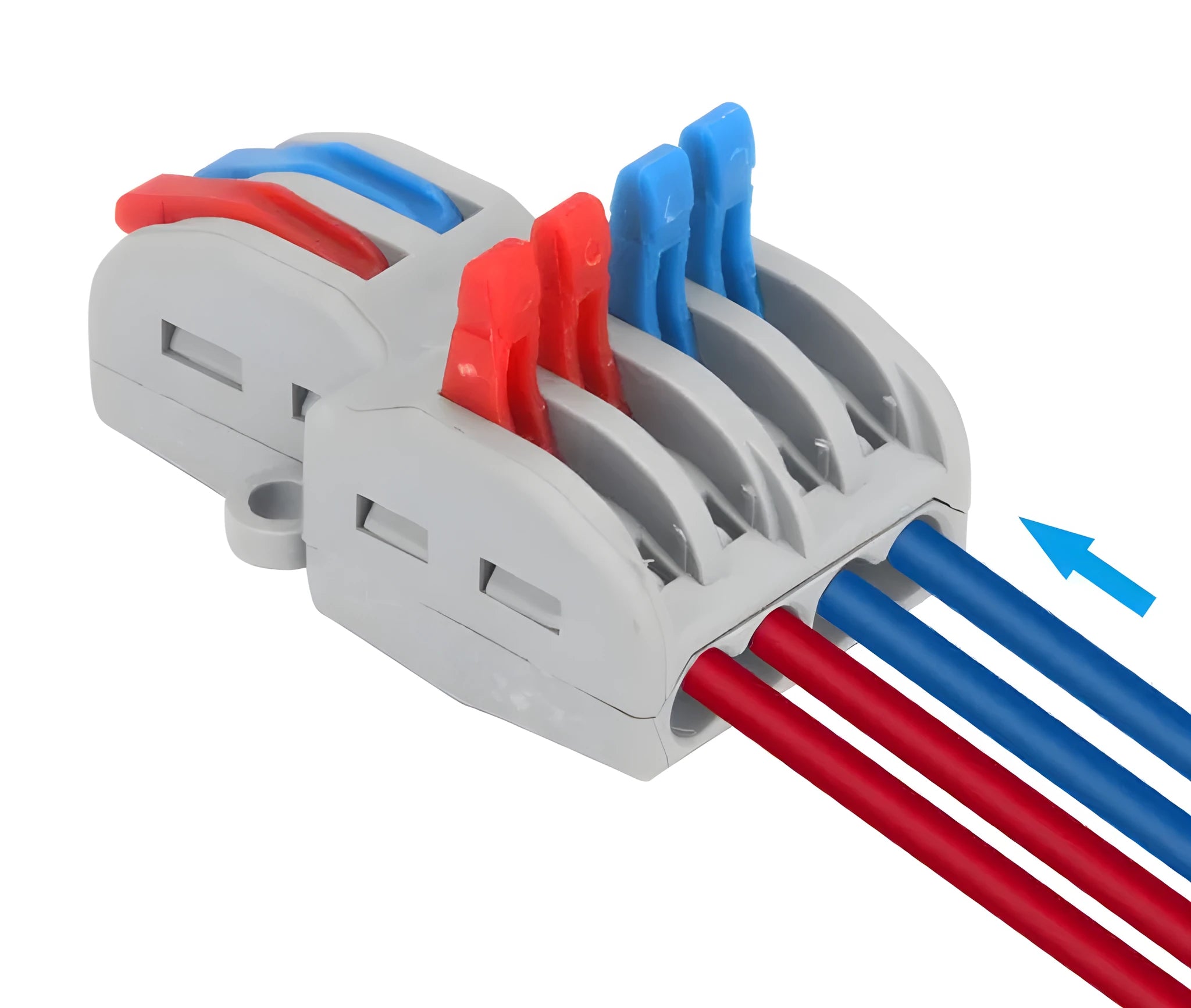 Quick wire connector with fire insulation shell for 32A current and 0.08-4.0mm² wires.