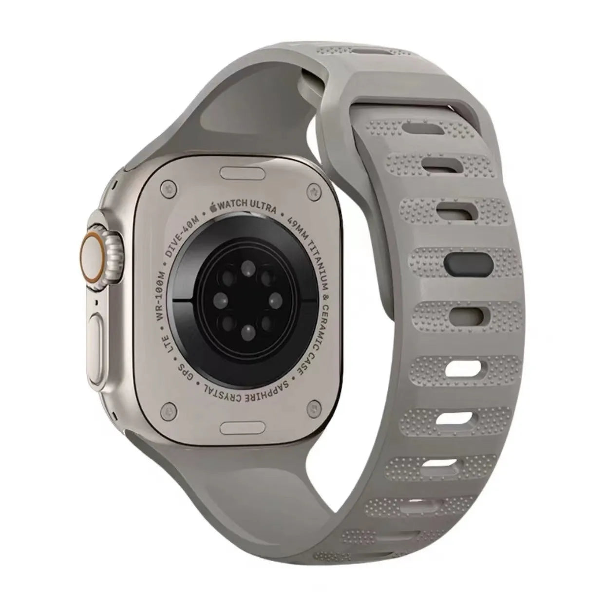 Fluoro rubber Apple Watch strap in multiple colours with T buckle, compatible with Ultra and Series 8 to 1 models.